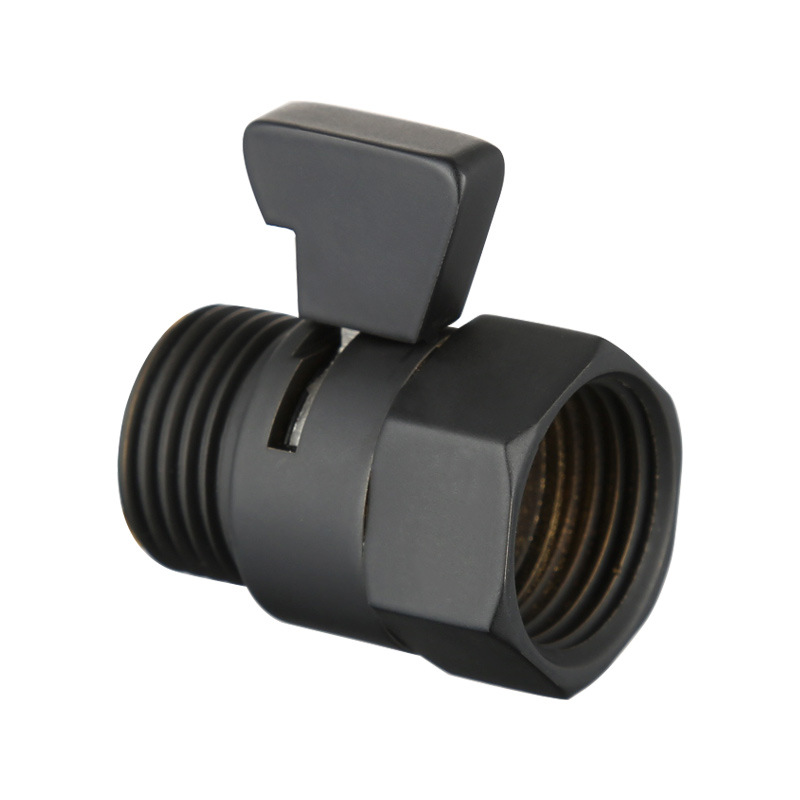 4. Black all-copper toilet spray gun stop valve, large flow Angle valve, inner and outer thread shower head switch valve Item Picture