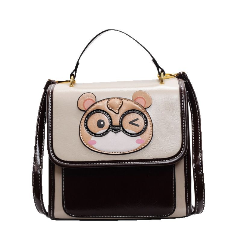 Cute Little Bear 2025 Spring New Style color-blocking cartoon high-end hand-held crossbody versatile single-shoulder and double-shoulder bags Item Picture