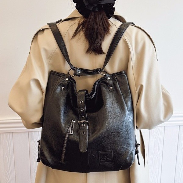 European and American retro women's bag 2024 Winter new single-shoulder bag, large-capacity multi-functional handbag, anti-theft women's backpack Specification drawing