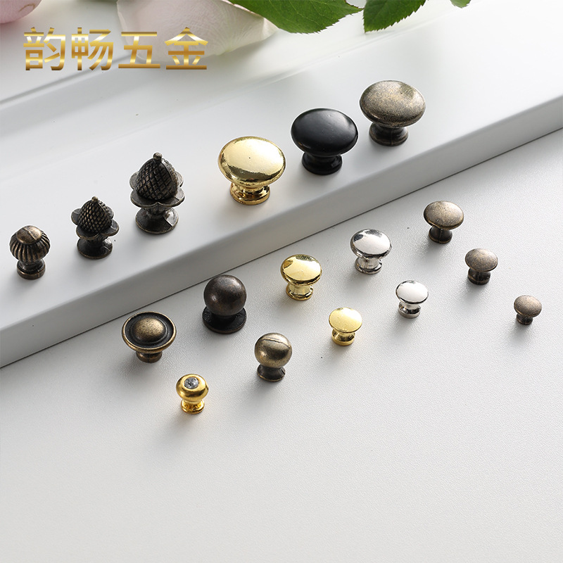 Retro single-hole small handle, alloy round head drawer handle, gift box jewelry box drawer handle, pull head mini handle full figure