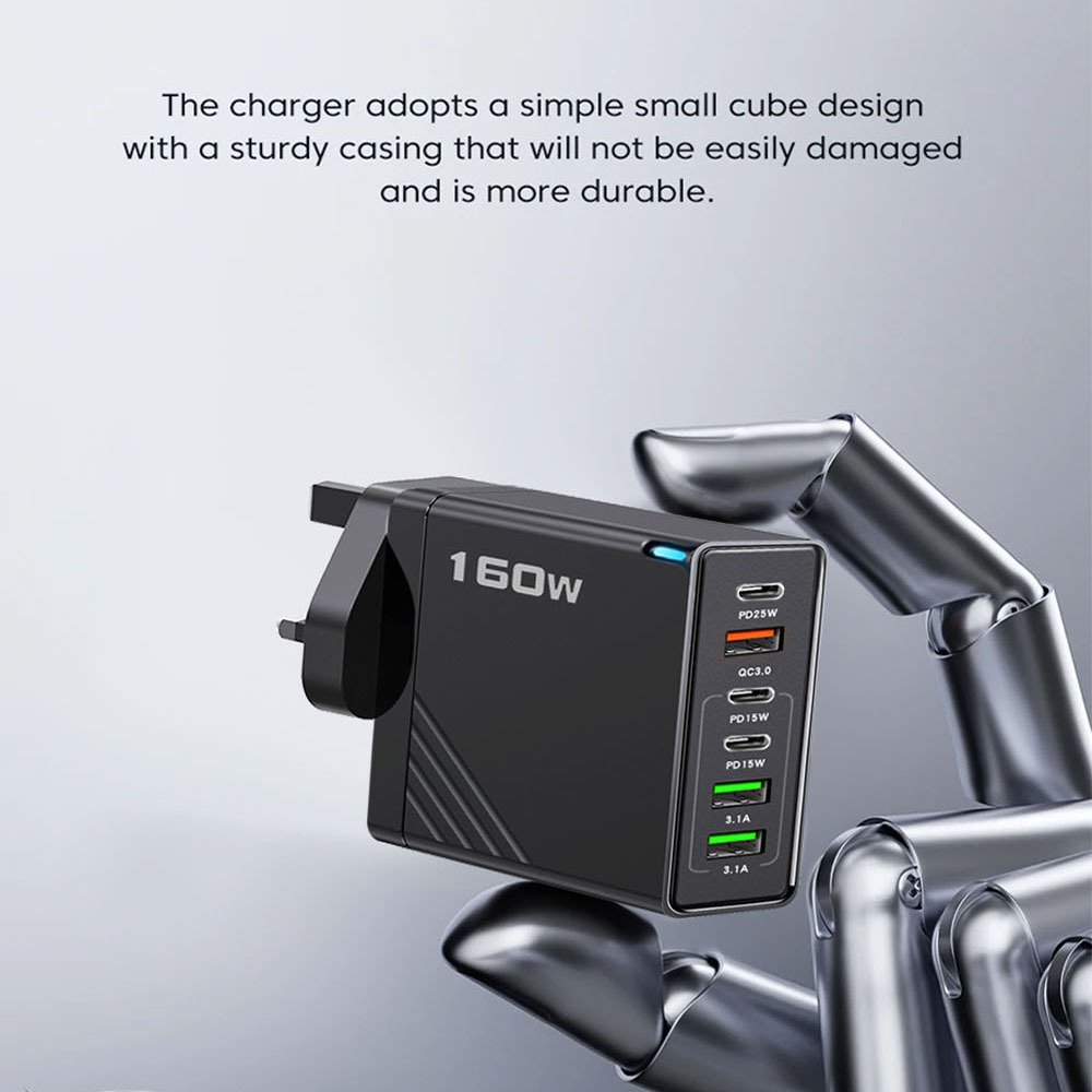 3PD+3USB mobile phone charger 5V3.1A 6-in-1, 160W multi-port adapter charging head for European, American and British standards details Picture