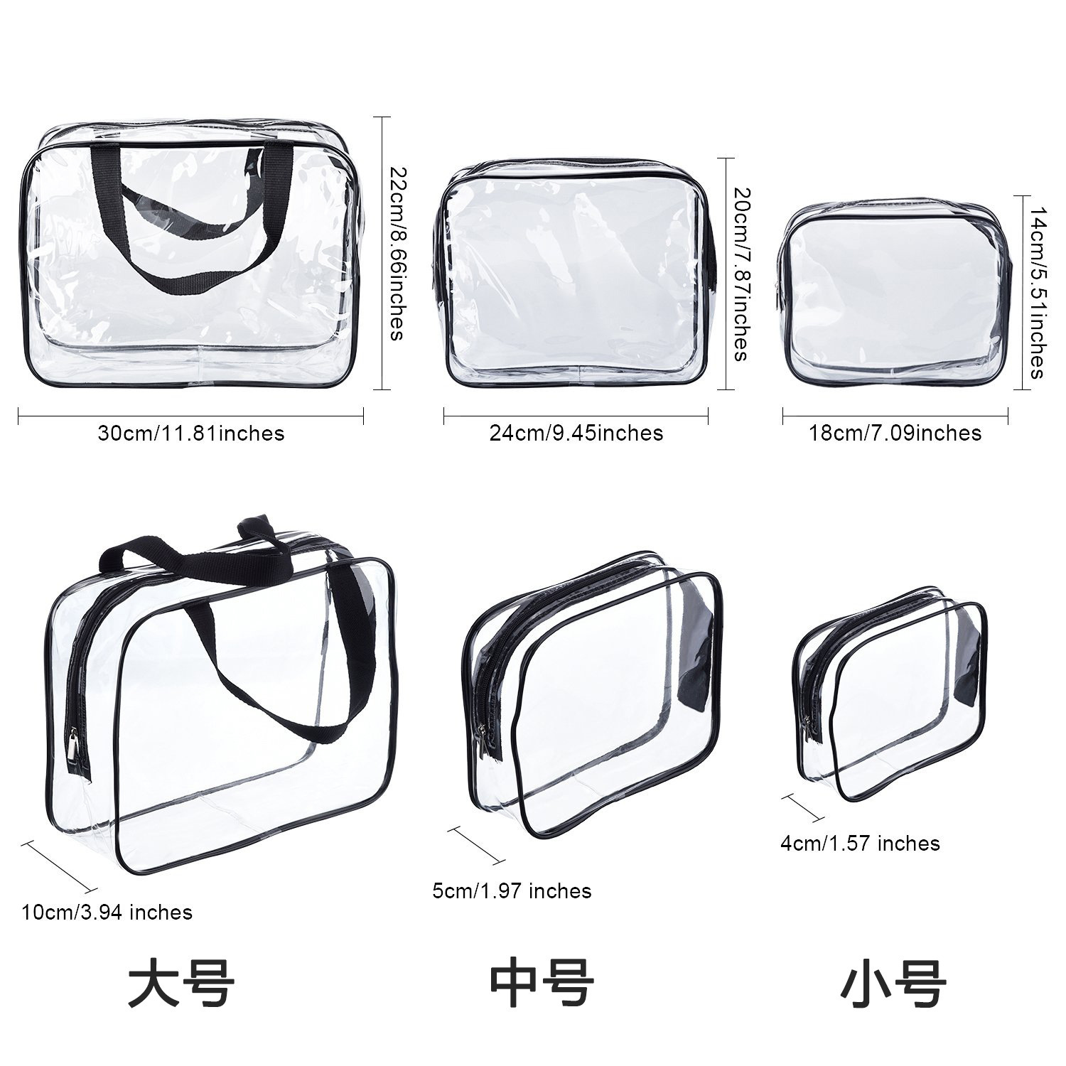 Business trip storage bag with large capacity and a high-end feel, travel toiletry bag in the bag, transparent makeup bag, portable three-piece set details Picture