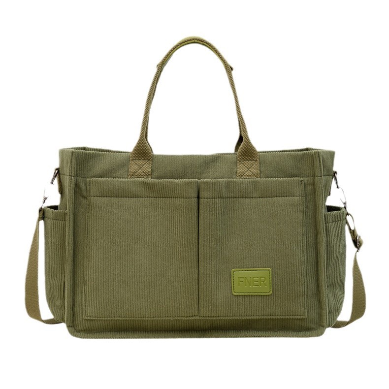2024 New corduroy single-shoulder bag for women's casual large-capacity handbag, Korean style fashionable crossbody fashionable fabric bag Item Picture
