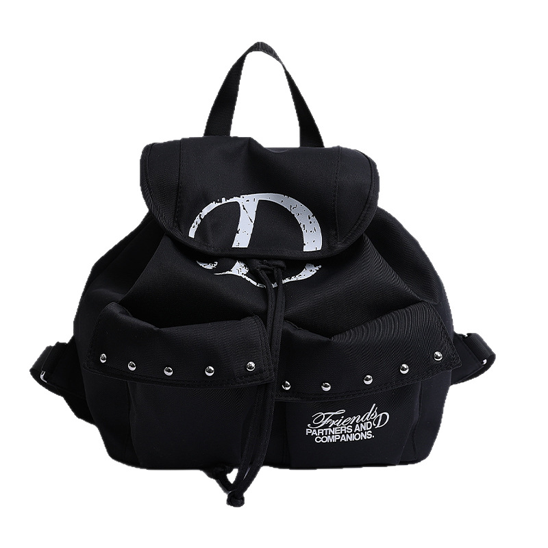 Large-capacity small backpack for women, Korean version 2025 Summer new rivet casual handbag, student commuting backpack Item Picture
