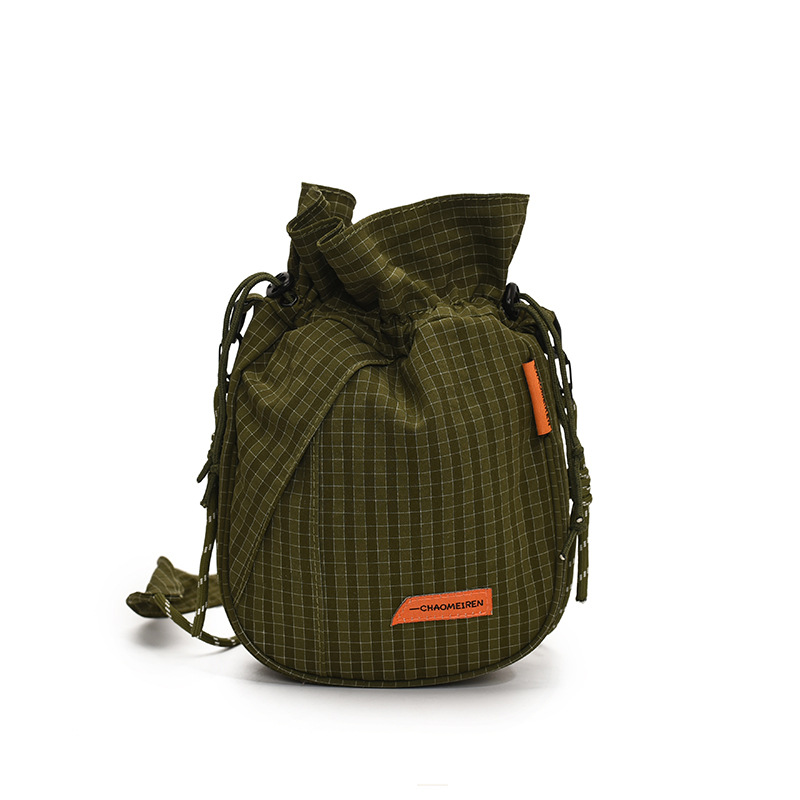Drawstring drawstring small shoulder bag, loose change bag, outdoor storage bag, card case, portable crossbody bucket, mobile phone case, versatile, single-shoulder Item Picture