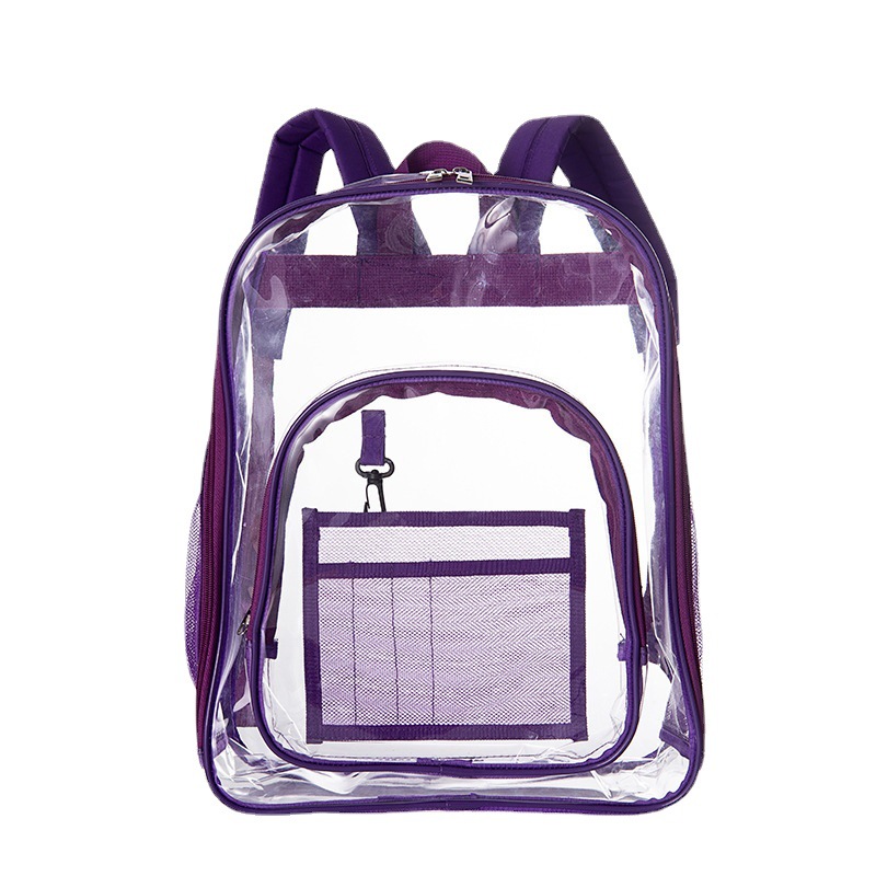 Amazon transparent PVC double-shoulder heavy-duty backpack, student portable hand-held schoolbag, travel waterproof storage bag in stock Item Picture