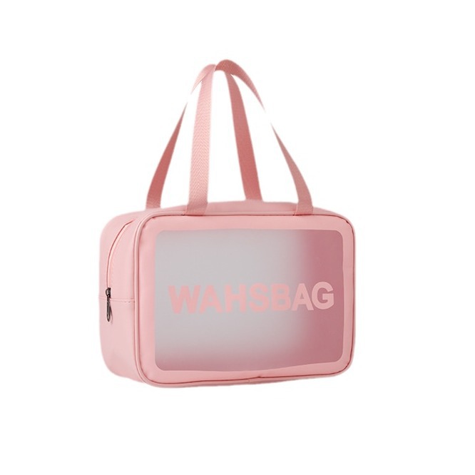 Three-piece matte toiletry bag set, PVC waterproof hand-held, large-capacity business trip and travel makeup and bathroom storage bag Item Picture