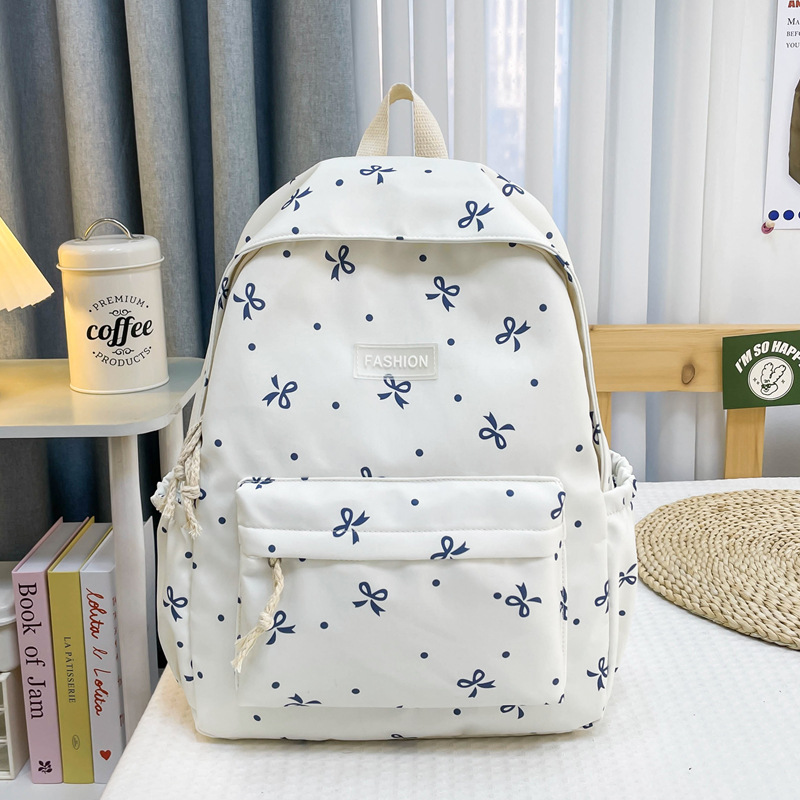 Travel backpack for girls, fresh and large capacity 2025 new cartoon cute and fashionable backpack, trendy bow bag Specification drawing