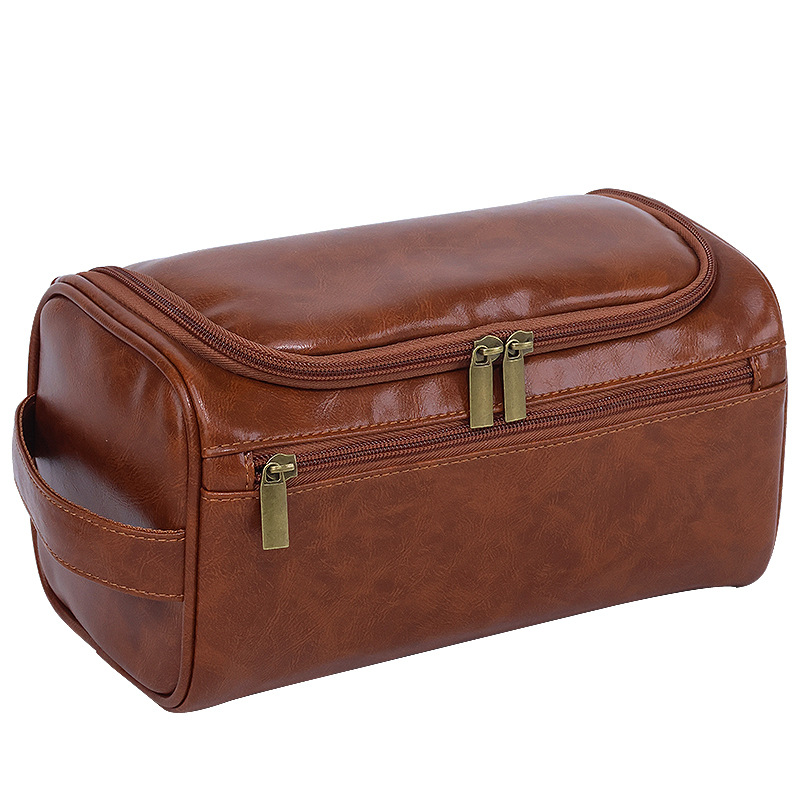 Cross-border hand-held cosmetic bag, European and American large-capacity waterproof storage travel PU leather toiletry bag, multi-functional storage bag Item Picture