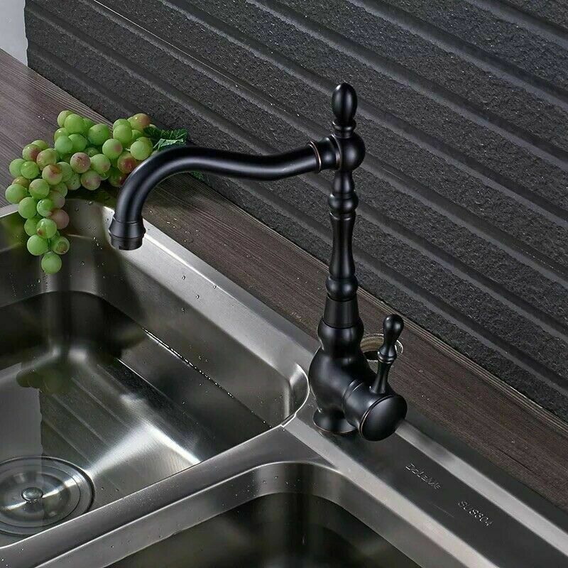 European brass black washbasin faucet, bathroom cold and hot mixed water washbasin, ceramic basin, 360° rotating faucet details Picture