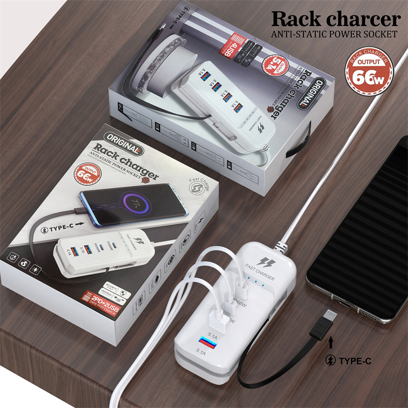The new mobile phone charger pd+usb multi-port head power strip is suitable for Apple and Android 3.1a socket type-c details Picture