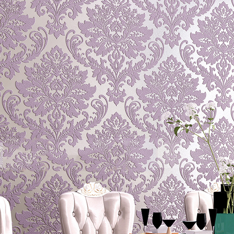 European-style non-woven fabric wallpaper for living room TV background, thickened embossed country 3D standing wallpaper for home bedroom Specification drawing
