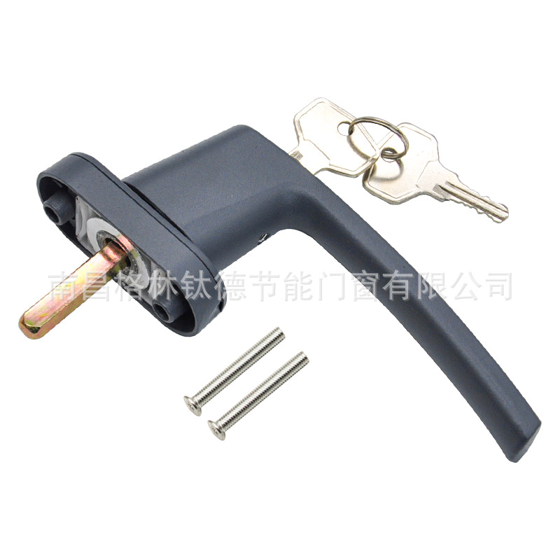 Thickened and enlarged plastic-steel window and door transmission handle with key, inward-opening handle with lock, interlocking handle lock, outward-opening window Item Picture