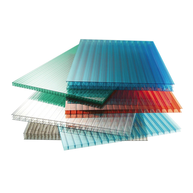 10mm polycarbonate sheet pc endurance sheet, greenhouse insulation polycarbonate sheet, transparent double-layer lake blue-green polycarbonate sheet full figure