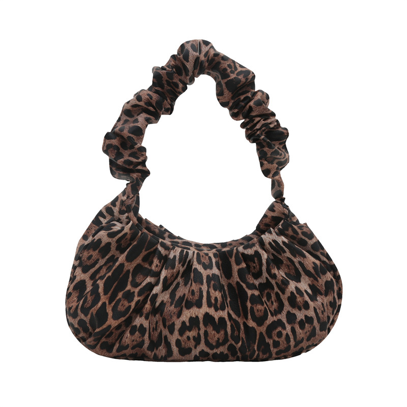 Autumn casual, stylish, large-capacity, personalized hand-held 2024 new style fashionable leopard print simple underarm women's pleated bag Item Picture