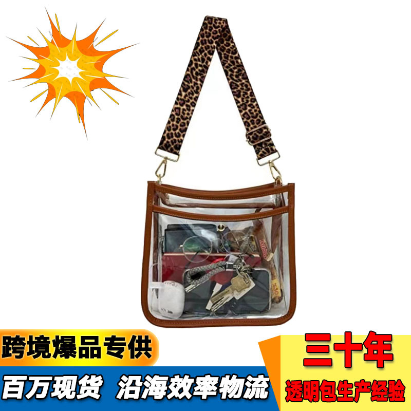 Amazon's best-selling leopard print shoulder strap women's bag, transparent crossbody bag, and women's single-shoulder bag are fashionable, versatile, and casual details Picture