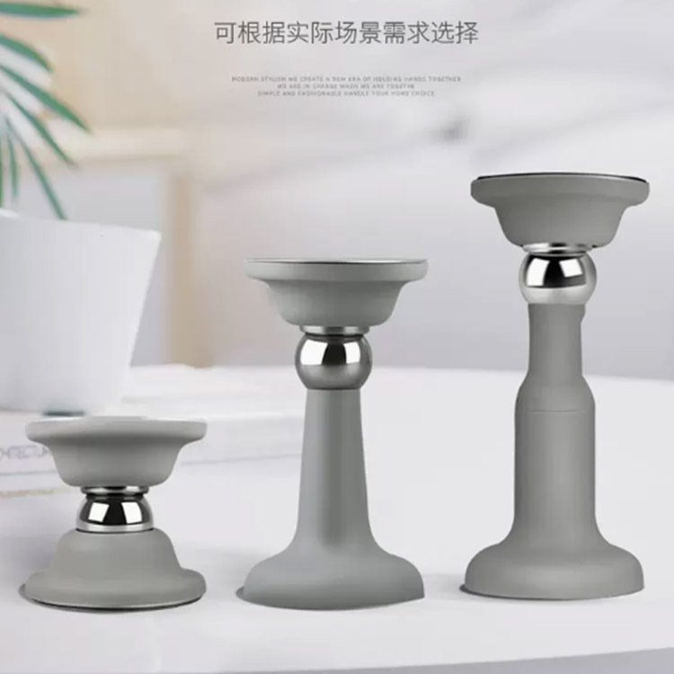 The new anti-collision door stop and door stopper of Meiyi door suction without drilling, silicone floor, fixed after door suction, short type for bathroom door Item Picture