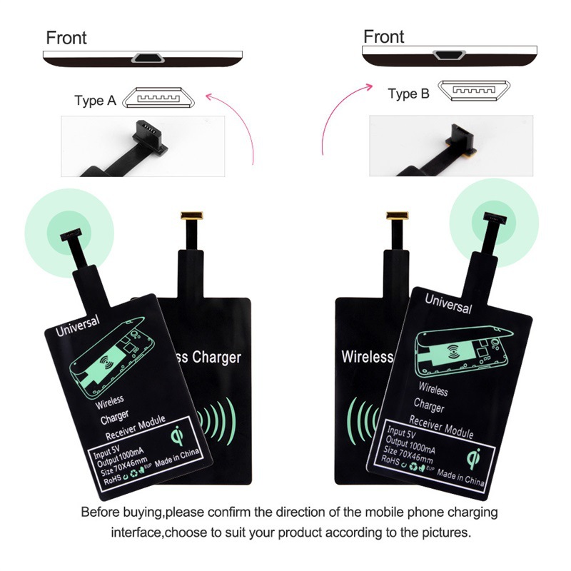 Manufacturer wholesale wireless charging receiver patch suitable for Apple and Android Type-c mobile phone wireless charging receivers Specification drawing