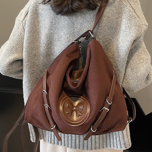 Single tote bag, zipper shoulder bag, bucket bag, shoulder bag, simple and casual small square bag for autumn and winter, trendy and versatile details Picture