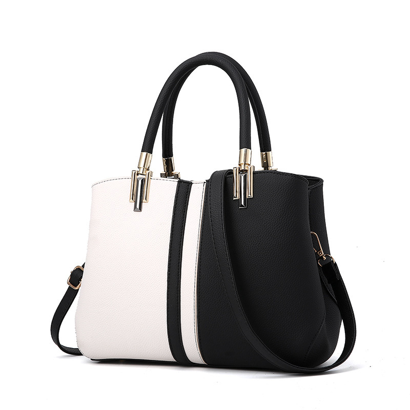 2022 New color block large bag for foreign trade, trendy and fashionable single-shoulder large capacity handbag, casual PU leather women's bag Application Scenario