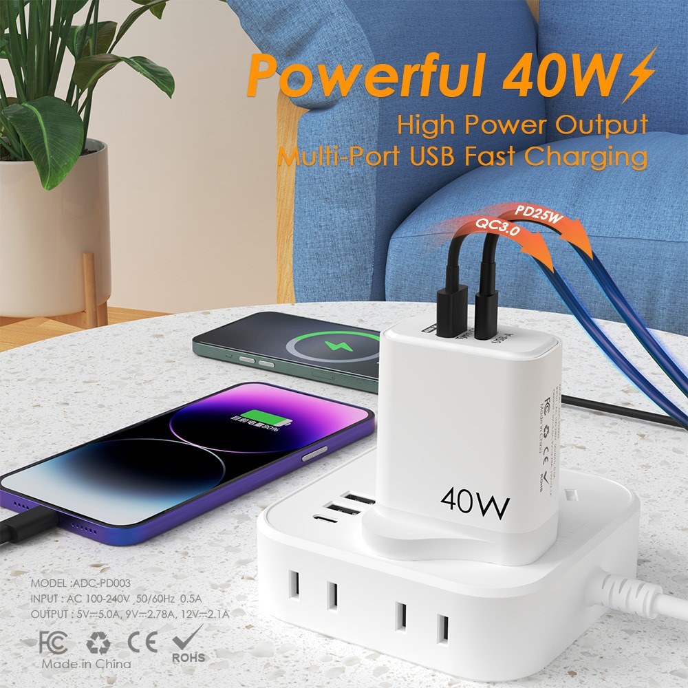 Cross-border PD25W mobile phone charger head, U+C dual-port charger, fast charging CEFCC certified Specification drawing