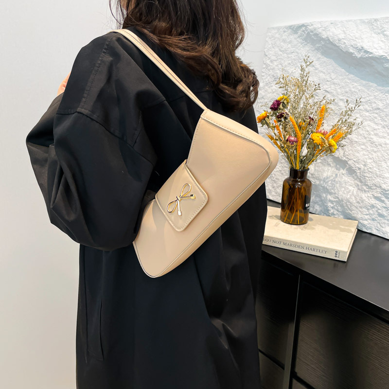 2025 Early Spring new cross-border quality women's bag, retro bow handbag, simple and versatile shoulder bag, underarm bag Specification drawing