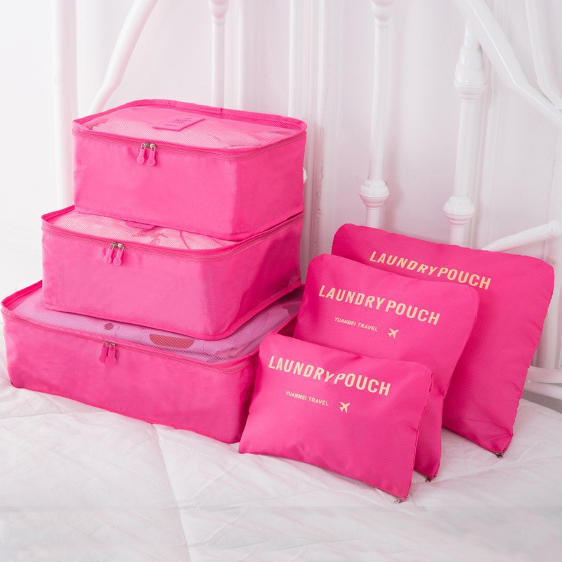 Cross-border travel six-piece storage bag set, outdoor luggage and clothing storage bag, clothes, underwear, shoes and storage bag Specification drawing