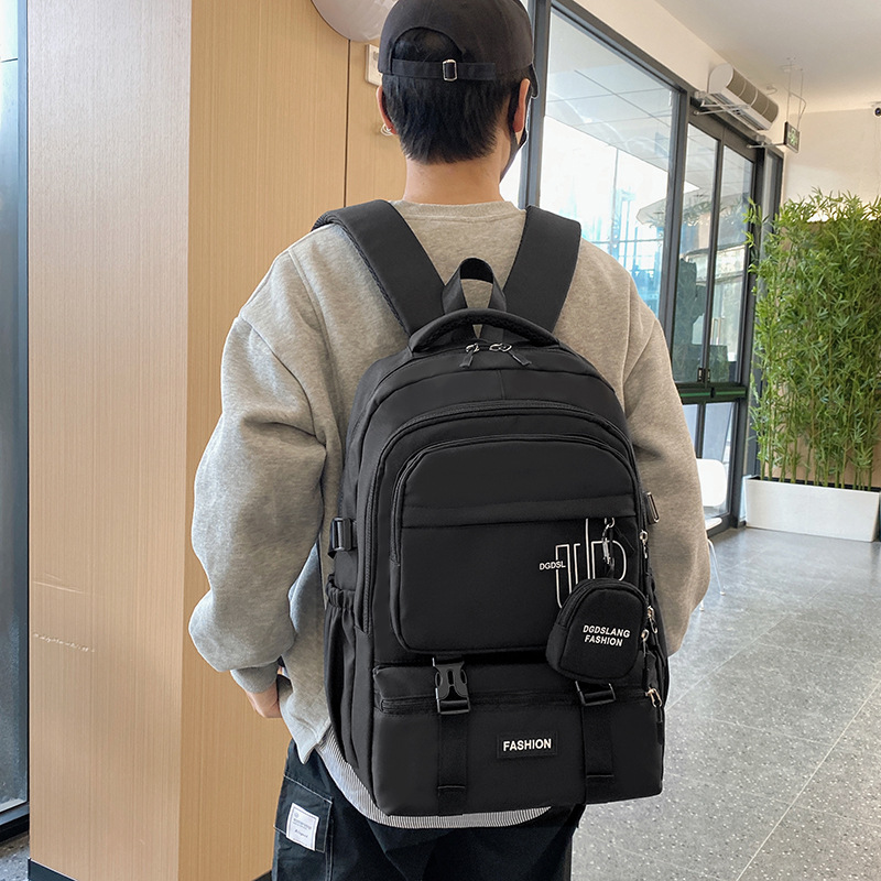 Color-blocking backpacks for female students, school-style, niche, lightweight backpacks, simple and casual backpacks for junior and senior high school students full figure