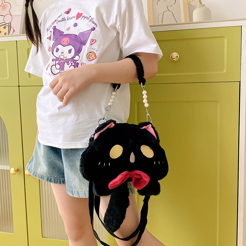 Plush bag 2023 Autumn New Style Lolita Youyou Cat Crossbody Bag Animal Doll Soft and cute hand-held crossbody bag Specification drawing