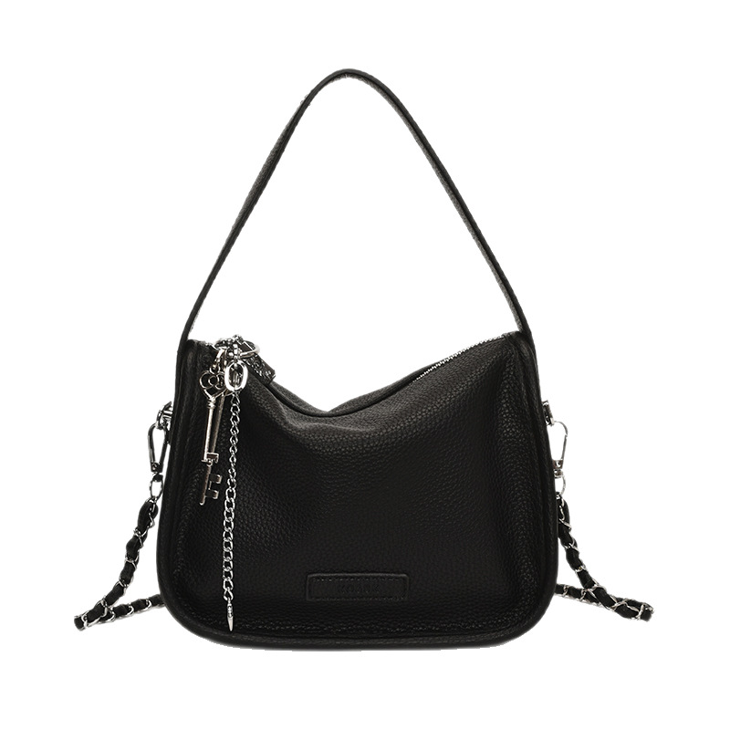 Trendy and fashionable lychee pattern chain hand-held small square bag for women, 2025 new style, high-end, versatile and stylish single-shoulder crossbody bag Item Picture