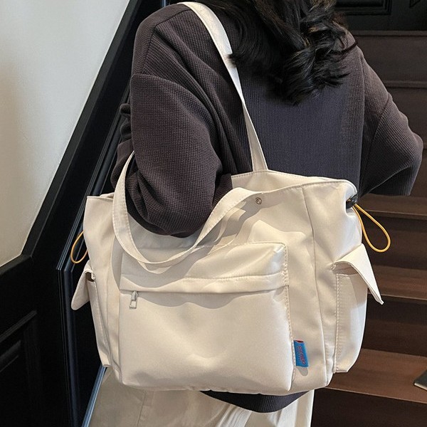 2025 New Spring/Summer canvas bag, laid-back style casual tote bag, high-end style ins large-capacity commuting shopping bag details Picture