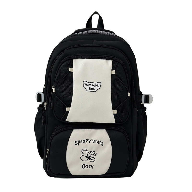 New large-capacity backpack, college-style casual travel bag, fashionable study bag for junior and senior high school students, and college student schoolbag Item Picture