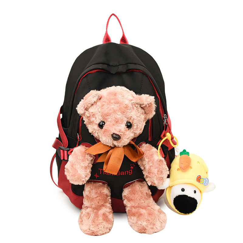 Cute little bear schoolbag for junior high school girls and college students 2024 new style backpack, Instagram niche Japanese style versatile backpack Item Picture