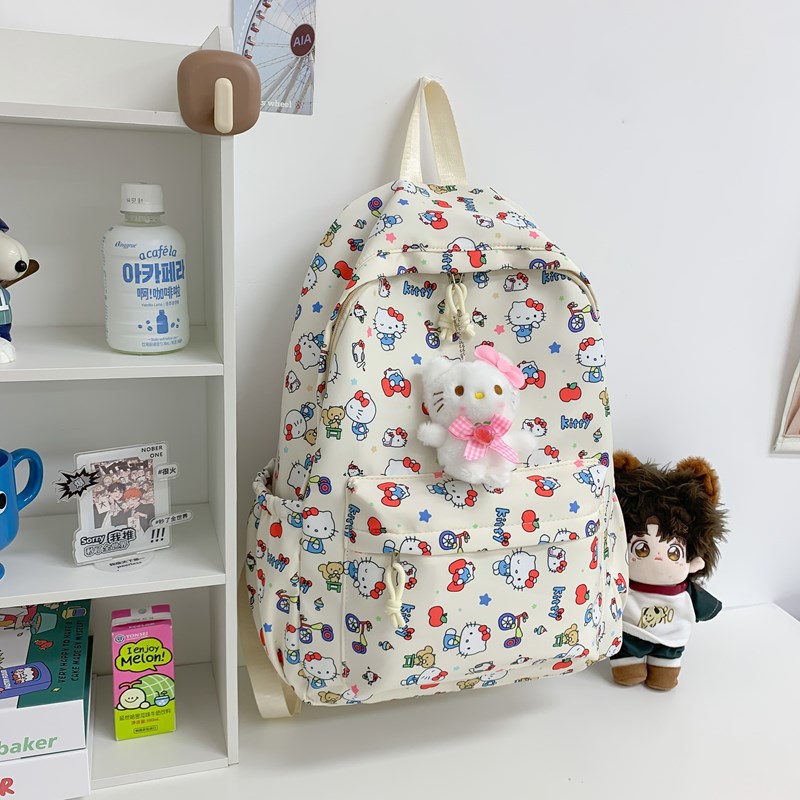 New casual backpack, Korean-style Instagram simple backpack, cute printed girl, large capacity, lightweight student schoolbag Application Scenario