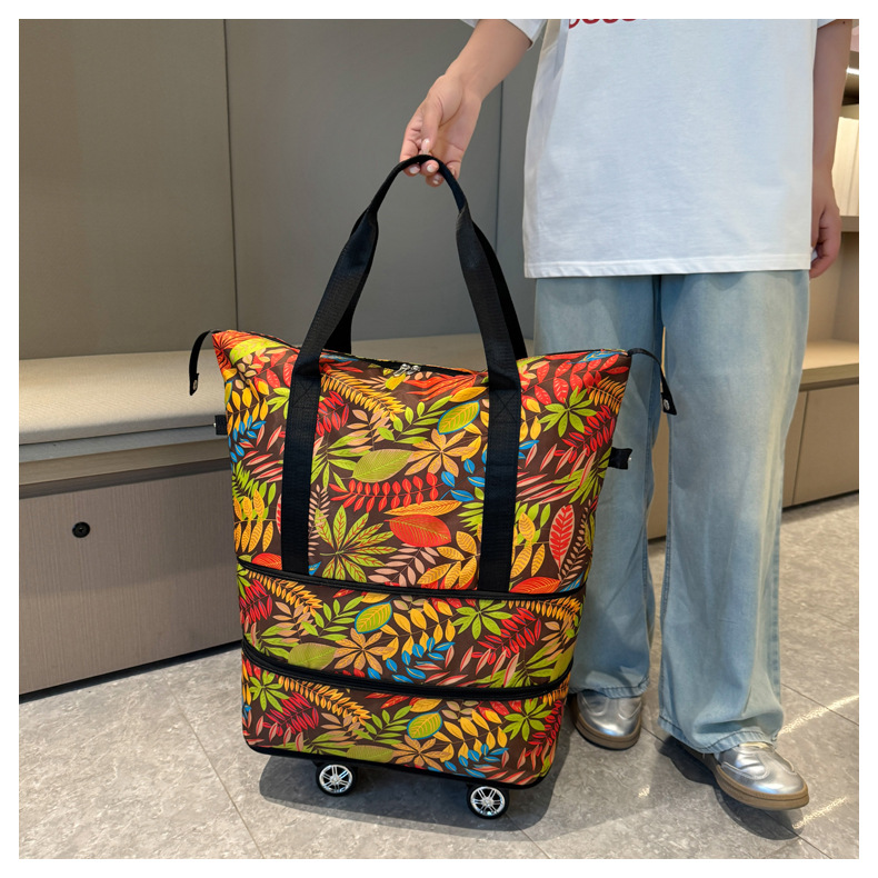 Travel bags, swivel wheels, double-layer expansion, large capacity, boarding and business trip luggage bags, hand-held dry and wet separation fitness bags Specification drawing