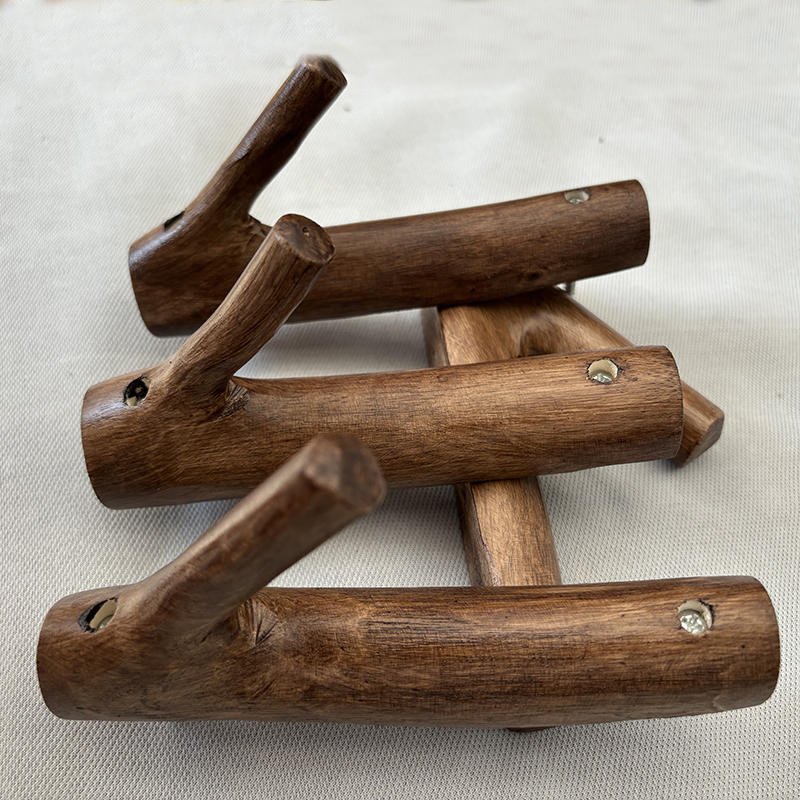 Solid wood branch hooks, coat hooks, creative hanging clothes rack, wall-mounted, wall wooden hooks, creative hooks full figure