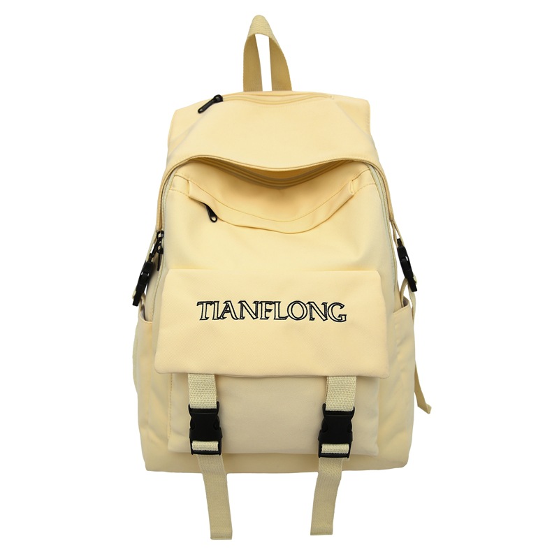 Simple solid-color schoolbag, female college students' commuting and casual backpack, versatile backpack for junior and senior high school students in autumn and winter, couple backpack Item Picture