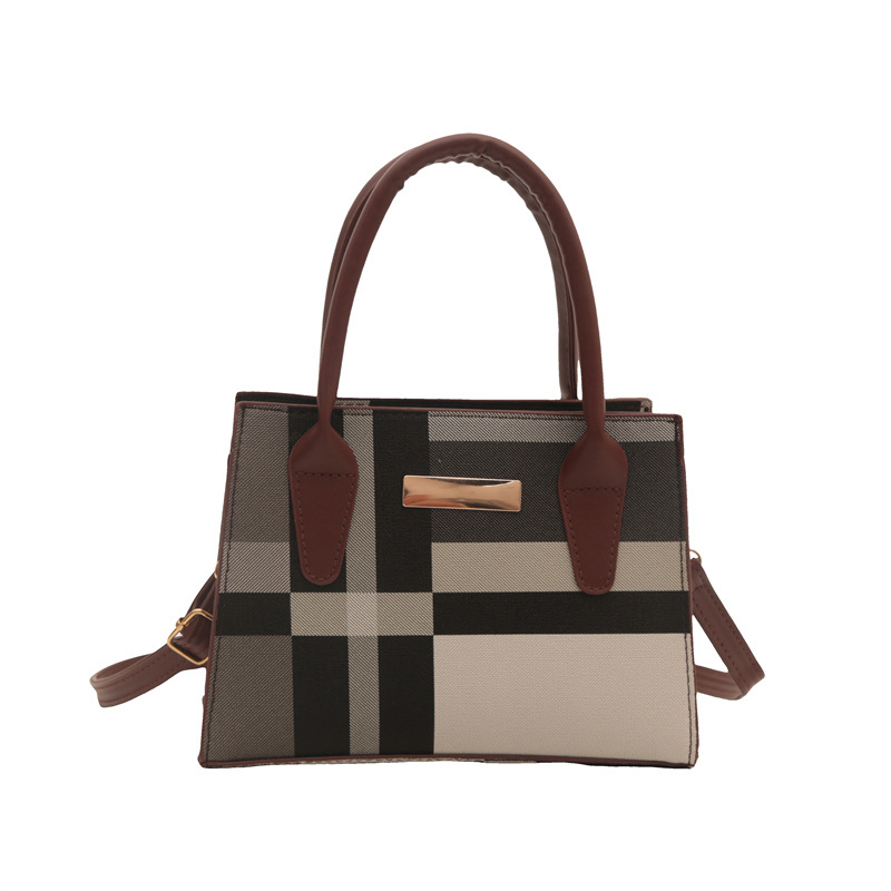 The 2024 new fashionable and trendy multi-color checkered patchwork women's bag is a popular large-capacity single-shoulder handbag for women Item Picture