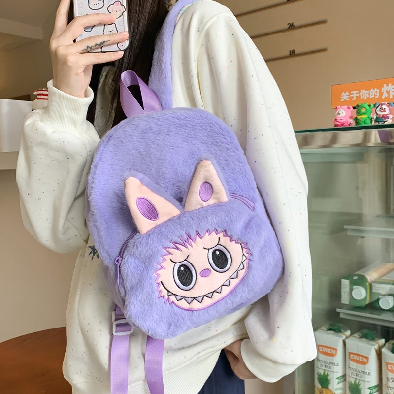 New plush cartoon cute children's backpack, Japanese-style lightweight travel small backpack, casual and versatile plush schoolbag details Picture