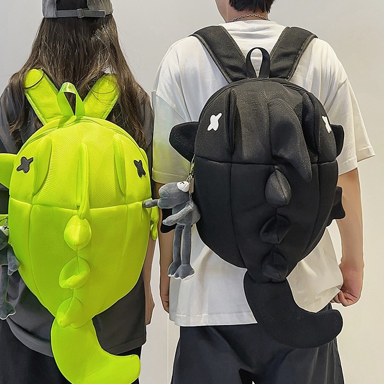 Creative cartoon shark backpack for men, quirky and trendy, ins student backpack, large-capacity casual schoolbag for women Specification drawing