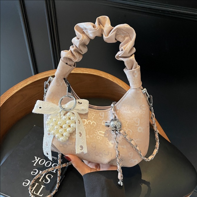 Super popular pleated handbag 2025 new style, versatile chain bag, stylish crossbody bag, fashionable shoulder bag, stylish women's bag full figure