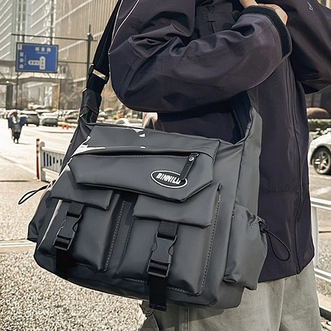 Trendy brand crossbody bag 2025 new functional messenger bag, large-capacity workwear bag, student trendy single-shoulder backpack for men and women full figure