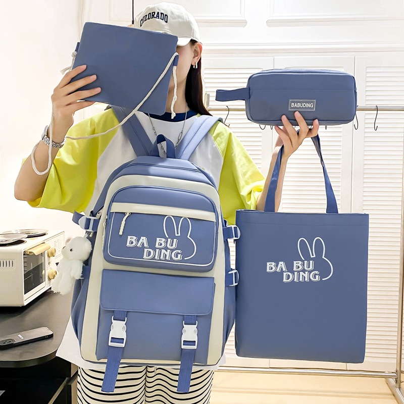 Large-capacity, versatile school schoolbag, lightweight four-piece backpack for junior and senior high school, cute and simple tutorial backpack for girls Application Scenario