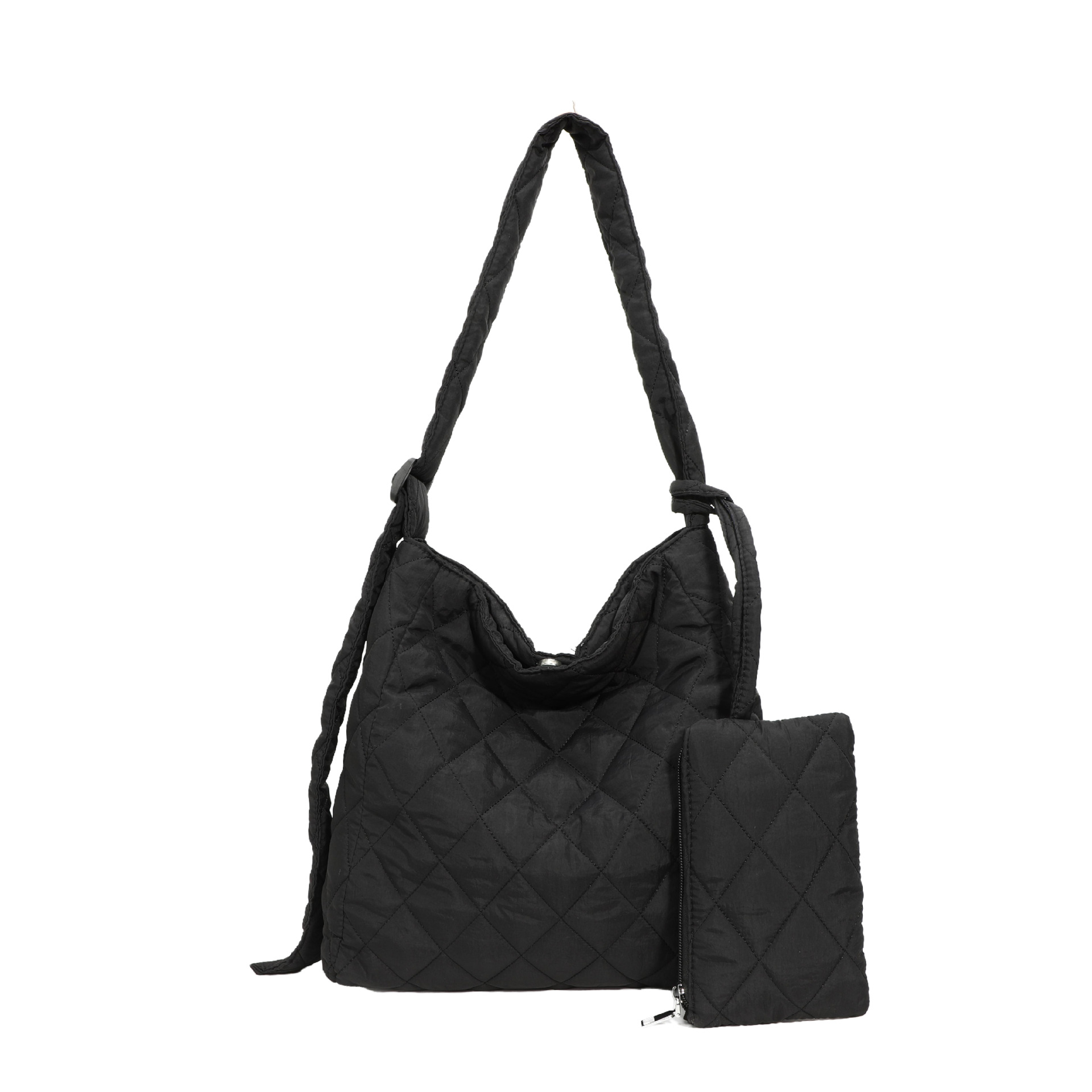 Autumn and winter new collection: Casual and versatile, large-capacity diamond-shaped soft surface crossbody single-shoulder bag, women's nylon fabric bag, cloud mother-and-child bag Item Picture