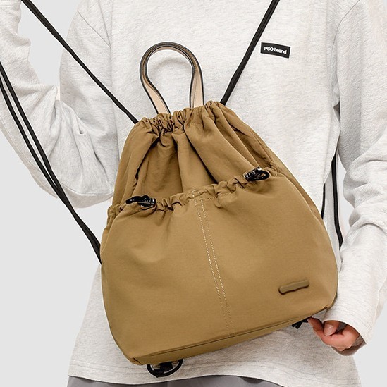 Japanese and Korean ins drawstring backpacks, simple solid color, lightweight and large-capacity commuting backpacks, outdoor sports bags Specification drawing