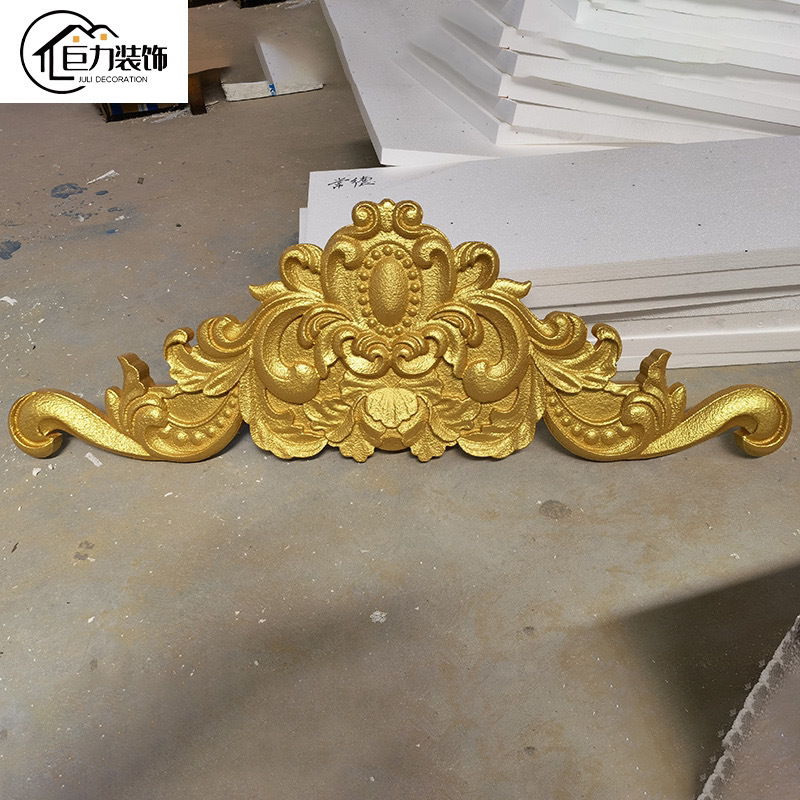 eps foam relief door header flower gold finished product European-style exterior wall decoration relief pediment wall flower new style details Picture