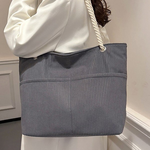 New handbag, large-capacity, versatile tote bag, simple autumn and winter corduroy, laid-back style, high-end texture single-shoulder bag Application Scenario