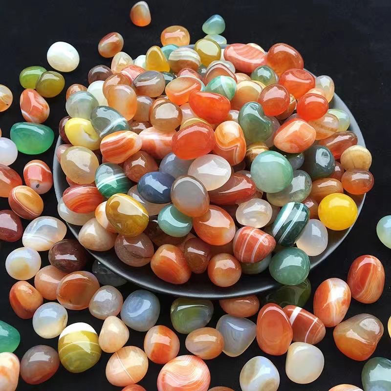 Seven-color natural rain flower stones, agate stones, five-color stones, pebbles, fish tanks, flower POTS, landscaping, pure sky hydroponic factory details Picture