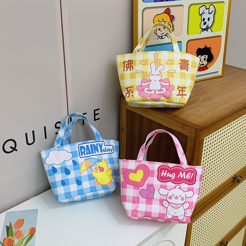 ins canvas handbag 2024 Korean version casual student bag, cartoon cute single-shoulder bag, hand-carried manufacturer wholesale full figure
