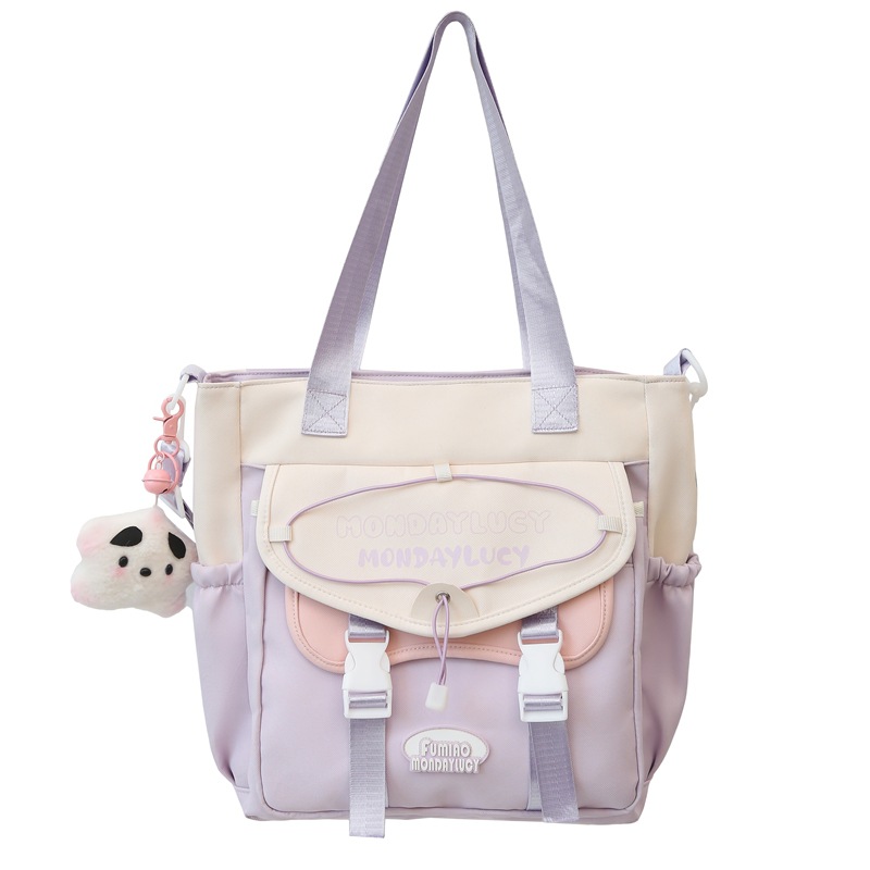 Japanese college Tote single-shoulder crossbody bag, female student class casual bag, large-capacity hand-held tutorial bag, commuting bag Item Picture